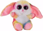 Pluche haas/konijn knuffeltje roze kleuren 15 cm