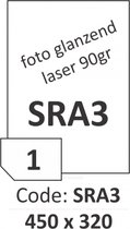 R0119.1123.A.SRA3 Hoogglans zelfklevende etiketten voor laser 80gr 320x450 mm - 1 per blad - 100 etiketten per doos van 100 vel