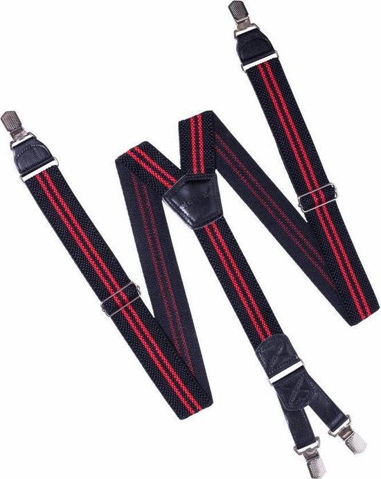 Bretelles Hendrik Noir avec double bande rouge