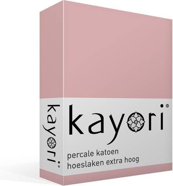 Kayori Shizu - Percale katoen - Extra Hoog - Hoeslaken - Eenpersoons - 90x210/220 cm - Mauve
