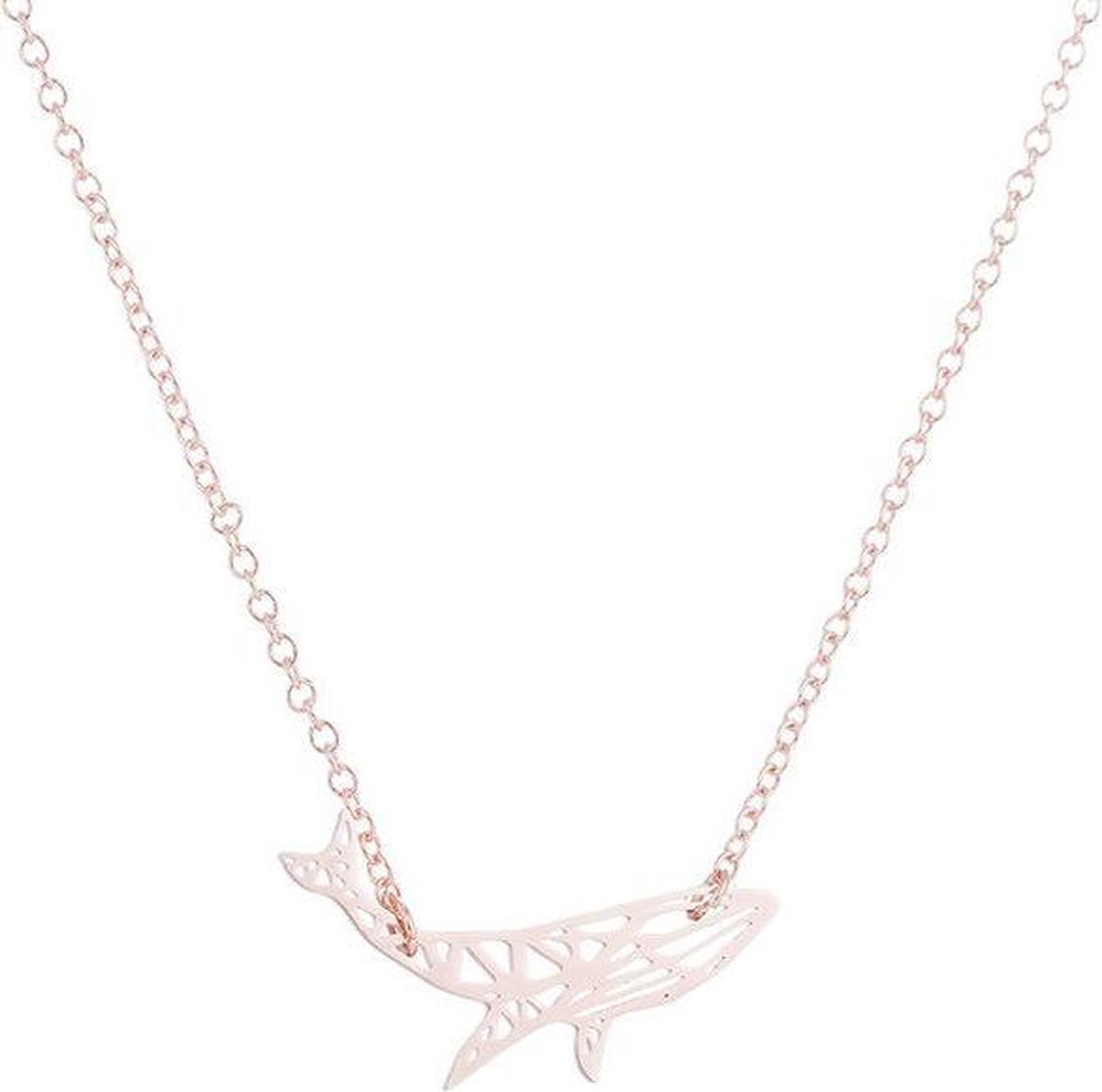 24/7 Jewelry Collection Origami Walvis Ketting - Rosé Goudkleurig