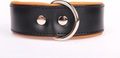 Dog's Companion - Leren halsband - Lengte: 55cm (45-53cmx40 mm), Kleur: Zwart/Camel