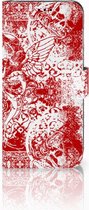 Huawei P20 Lite Bookcase hoesje Design Angel Skull Red