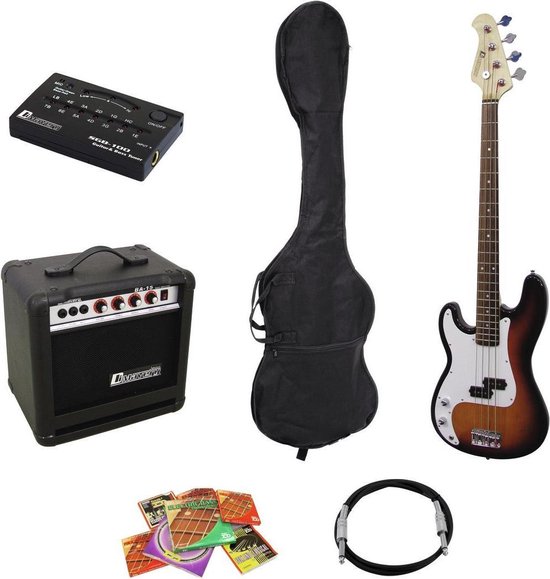 DIMAVERY elektrische gitaar set - versterker - tas - tuner - linkshandig -  sunburst | bol.com