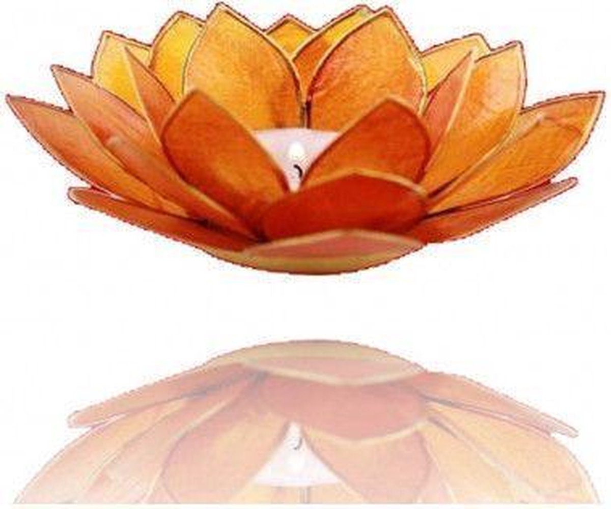 Lotus waxine licht houder oranje - 13.5 cm - S