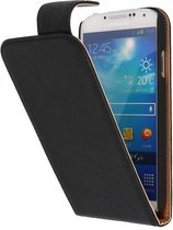 Washed Leer Classic Flipcase Hoesje - Geschikt voor Samsung Galaxy S4 i9500 Zwart