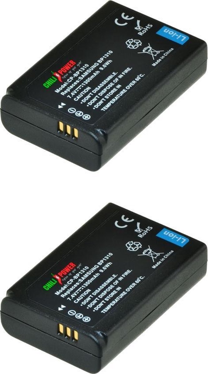 ChiliPower Samsung BP1310 camera batterij - 2 stuks verpakking