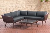 Clp Skara Hoek loungeset - 1,25mm vlak Polyrattan - bruin gemêleerd - Antraciet 45 cm (donkerbruin)