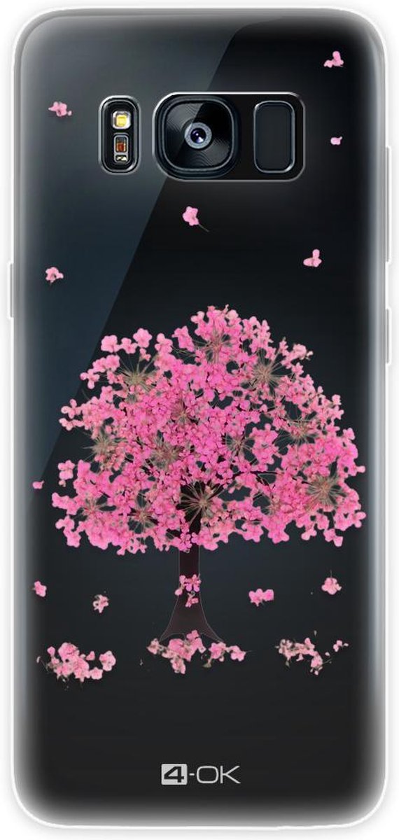 4-OK Samsung Galaxy S8 Flower Cover Pink Tree