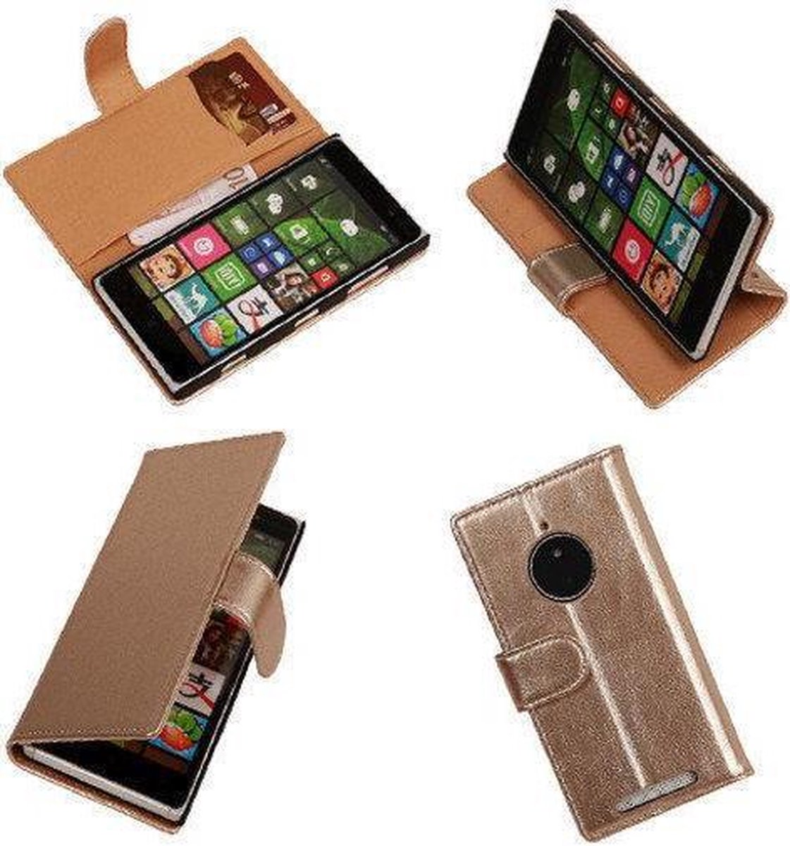 PU Leder Goud Nokia Lumia 830 Book/Wallet Case/Cover
