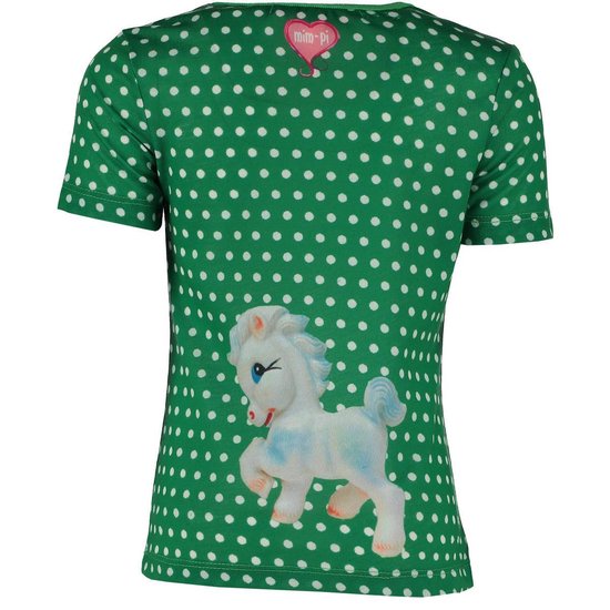 MIM-PI Meisjes T-shirt - groen+stip+paardje - Maat 104 | bol.com
