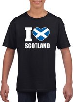 Zwart I love Schotland fan shirt kinderen M (134-140)
