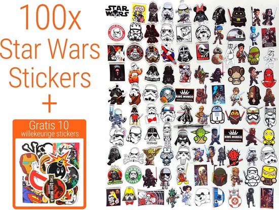 Star Wars Stickers 100 Stuks + 10 Gratis Extra | Sticker Mix | ST10 - ‘Merkloos’’