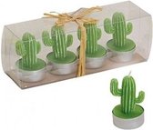 Donkergroene cactus waxinelichtjes set van 4