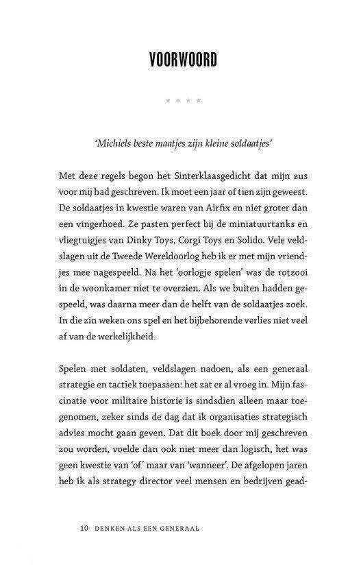 Voorwoord van het boek 'Denken als een generaal' over strategie en soldaatjes.