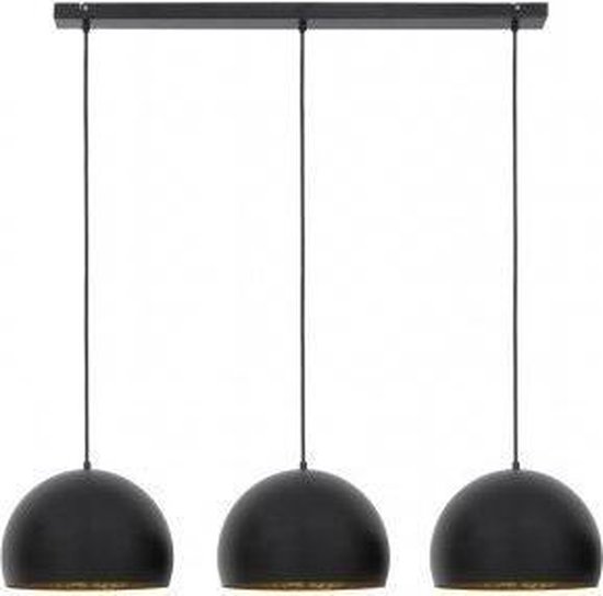 Hanglamp mat zwart goud rechthoek eettafel rond - 3L 120x33x25cm | bol.com