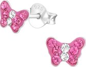 Fako Bijoux® - Kinderoorbellen - 925 Zilver - Vlinder - Swarovski® Kristal - 10x7mm - Roze