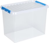Boîte de rangement Sunware Q-Line - 72L - Plastique - Transparent / Bleu