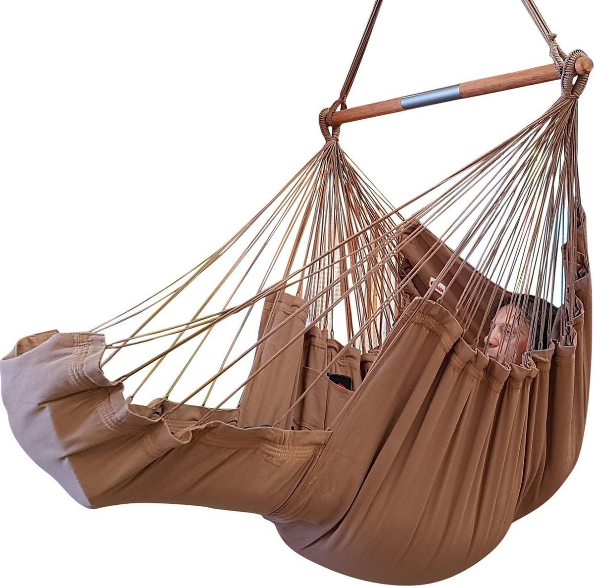 Hangstoel Lounger Havana DeLuxe gemaakt van 2 lagen polycotton met dikke kussens, hoog draagvermogen en opbergzakjes