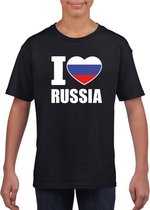 Zwart I love Rusland fan shirt kinderen S (122-128)