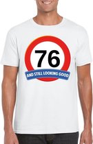 Verkeersbord 76 jaar t-shirt wit heren L