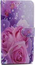 Huawei P30 Pro Hoesje met Print - Portemonnee Book Case - Kaarthouder & Magneetlipje - Rozen Print