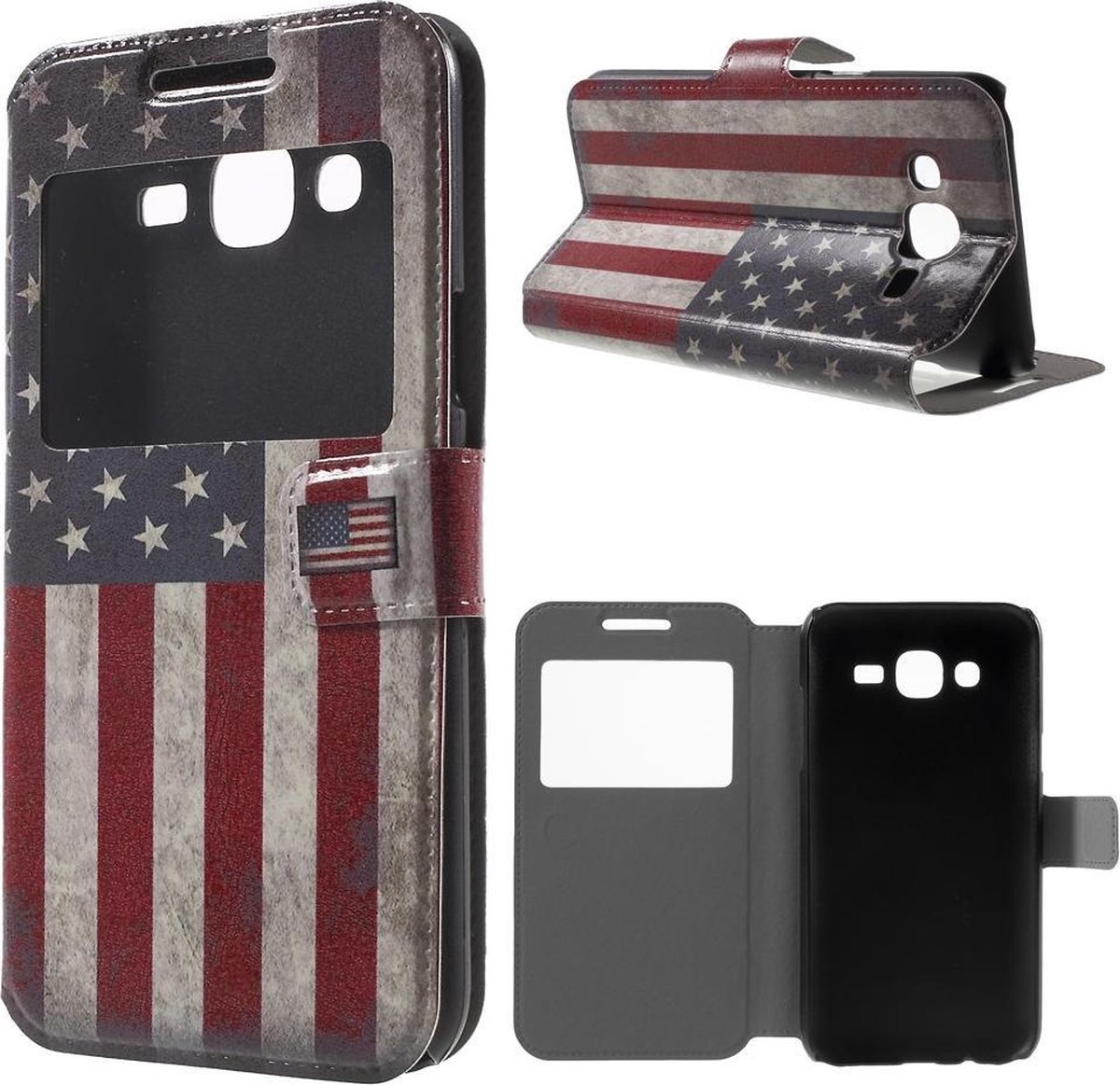 Samsung galaxy J5 USA vlag view wallet hoesje