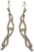 Behave Dames oorbellen hangers zilver-kleur 6cm