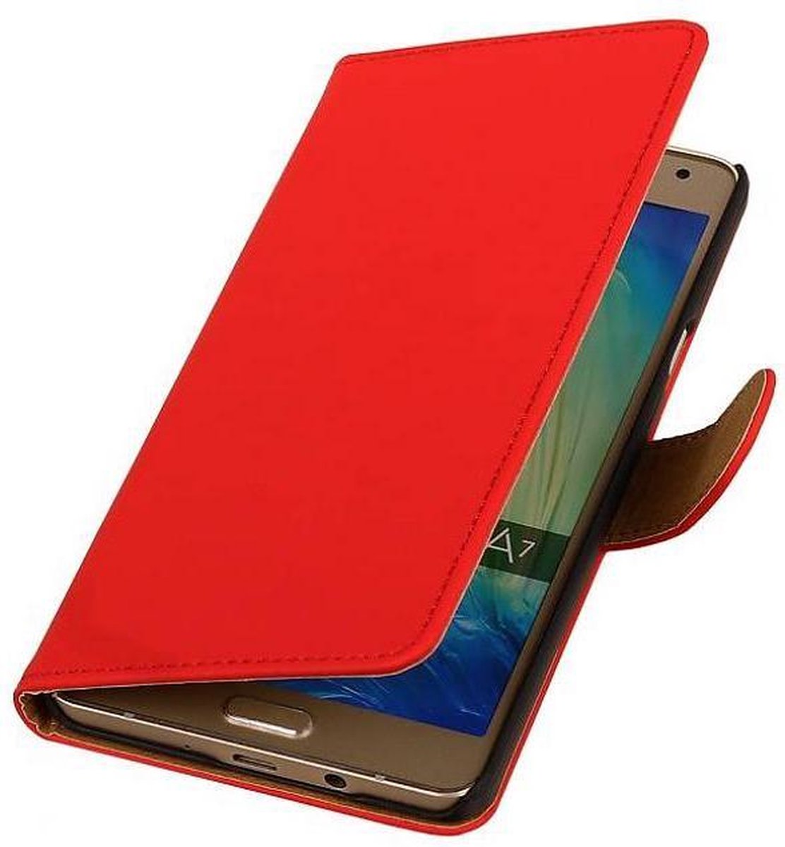 Effen Bookstyle Hoes Geschikt voor Samsung Galaxy A7 Rood