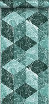 Origin Wallcoverings behangpapier 3D marmer motief smaragd groen - 347319 - 53 cm x 10,05 m