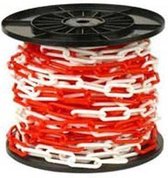 afzetketting plastic rood/wit 6mm (25 meter)