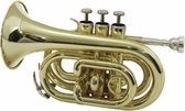 DIMAVERY  Pocket Trompet - blaasinstrument - TP-300 Bb -  Goud - inclusief koffer