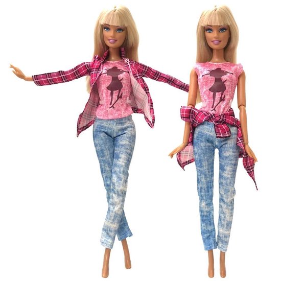 Poppenkleertjes - Geschikt voor Barbie - Complete outfit - Shirt, blouse,  broek -... | bol.com