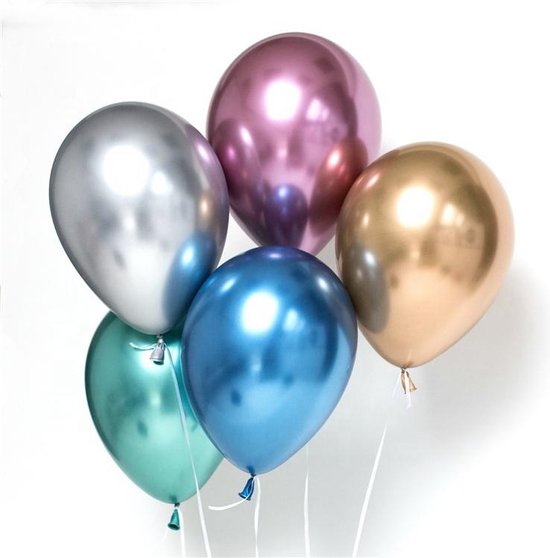 middelen rekenkundig Augment 10 stuks Chroom Metallic ballonnen 30 cm | chrome | bol.com