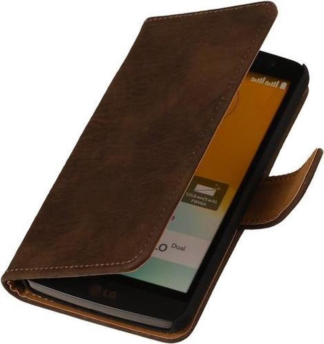Hout Donker Bruin LG L Bello Book Wallet Case Hoesje