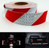 Reflectie tape - Veiligheids stickers voor verkeer - vrachtwagen, motor, aanhangwagen, evenementen etc. Rol van 10 meter reflecterend tape in rood/wit