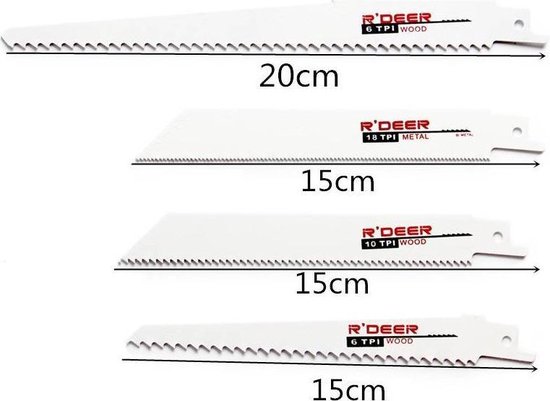 Hofftech Reciprozaagbladen - Diverse materialen - 150 mm en 200 mm - 4 stuks van Hofftech — afbeelding 2