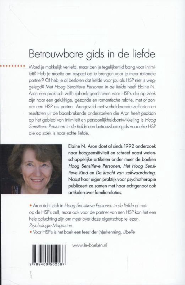 Boekcover van 'Betrouwbare gids in de liefde' met portret van auteur Elaine N. Aron.