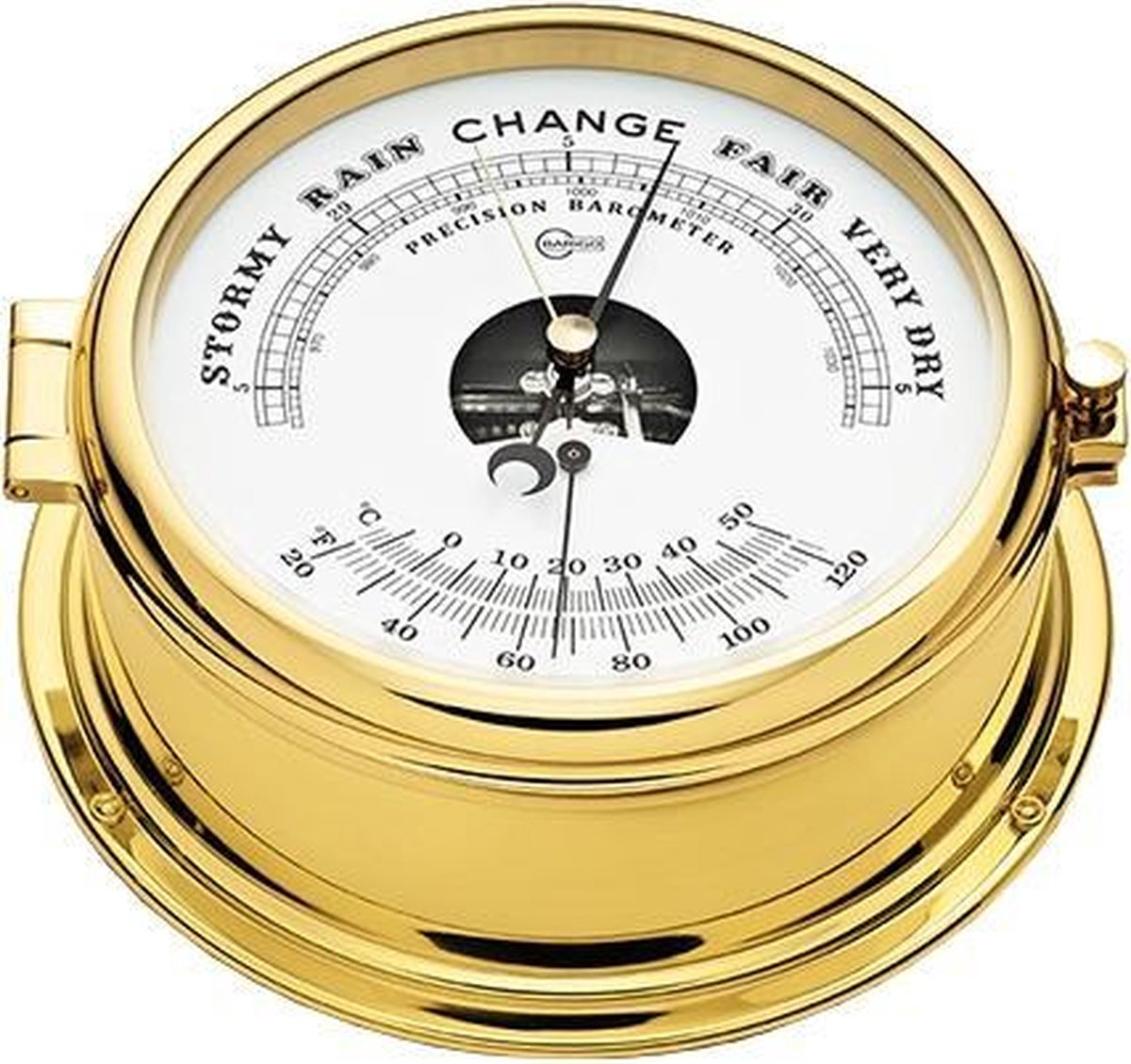 Barigo 586.2ms barometer en thermometer messing gepolijst