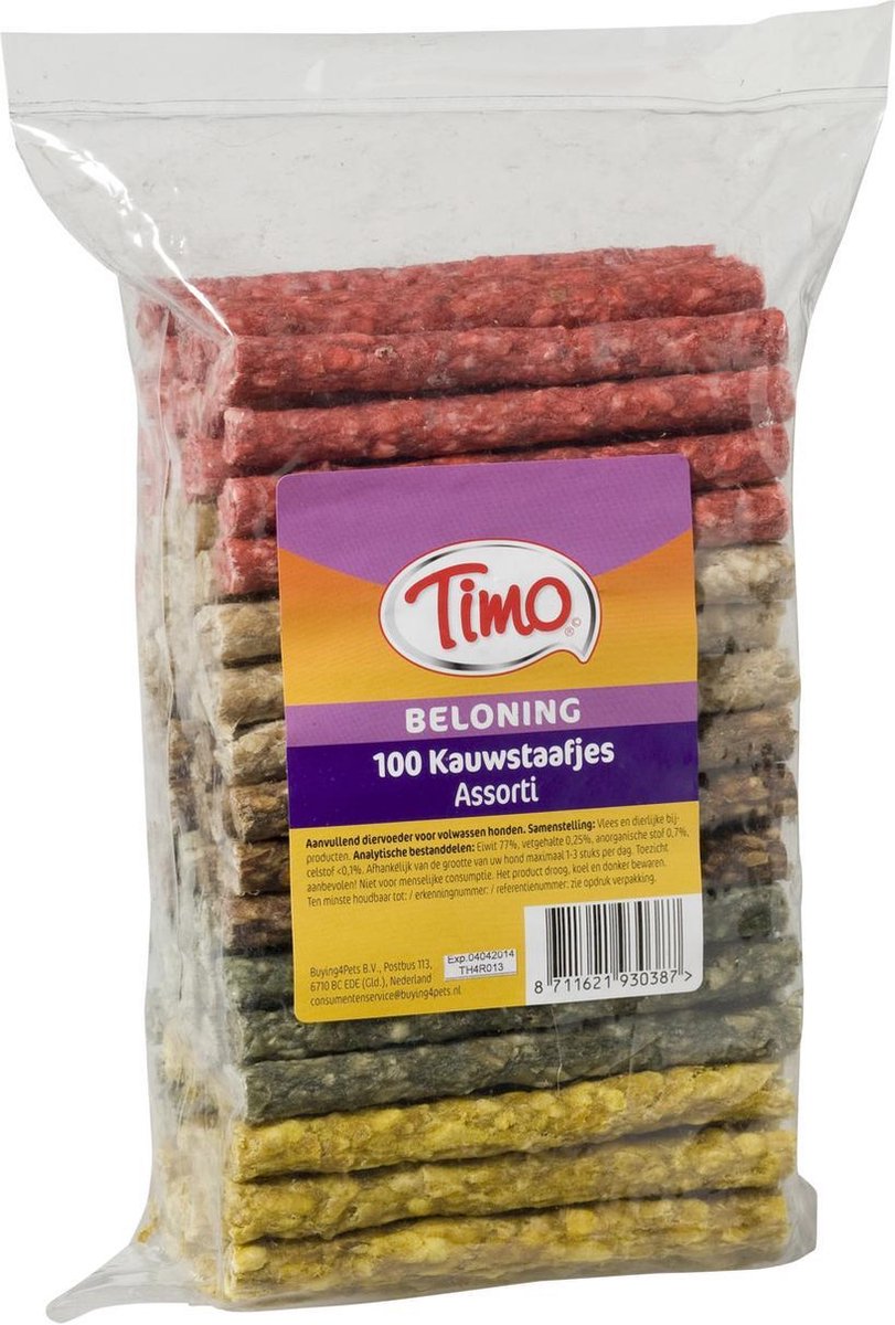 Timo Kauwstaafjes Munchy 10 cm - Hondensnacks - 100 stuks Mixed
