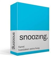 Snoozing - Flanelle - Drap housse - Très haut - Double - 120x200 cm - Turquoise