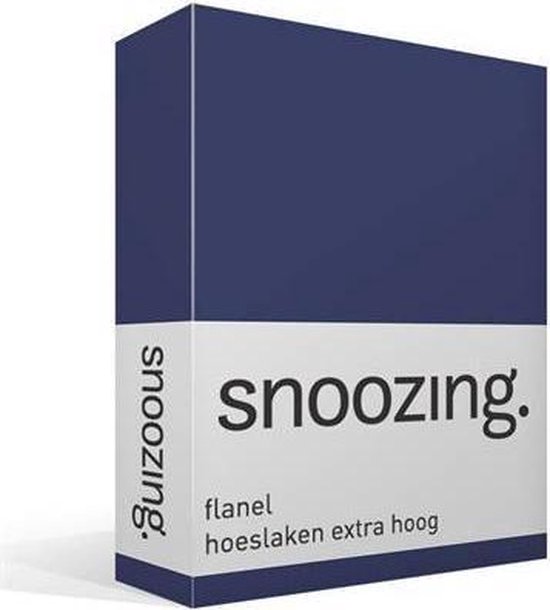 Snoozing - Flanel - Hoeslaken - Eenpersoons - Extra Hoog - 70x200 cm - Navy