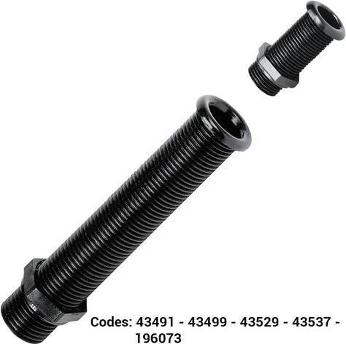 Lalizas Thru-Hull Stand. Flange, 7/8'',Int.ÿ22mm, L155mm,Black