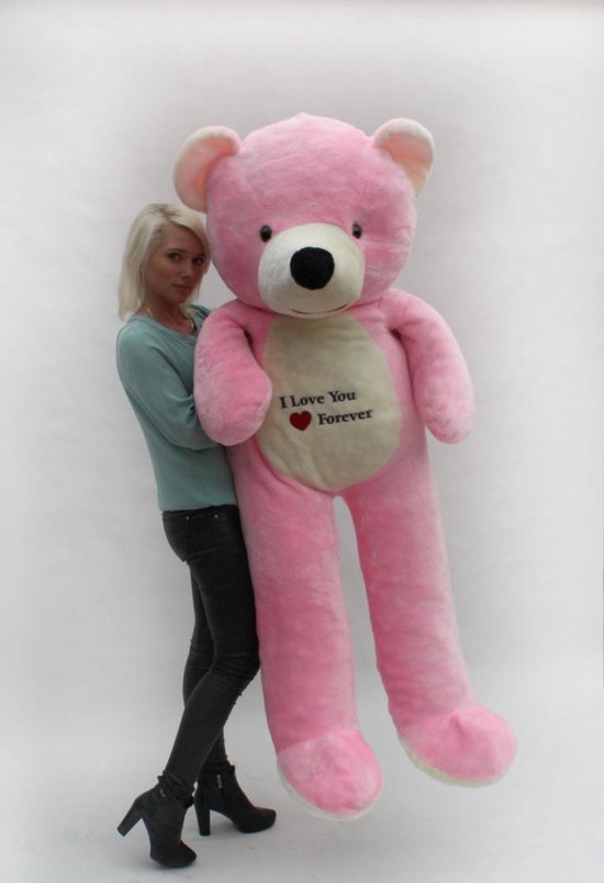 Knuffelbeer - i love you forever - 170 cm - roze | bol.com