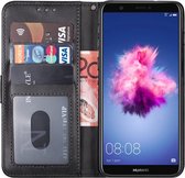 Huawei p smart 2018 hoesje bookcase met pasjeshouder zwart wallet portemonnee book case cover