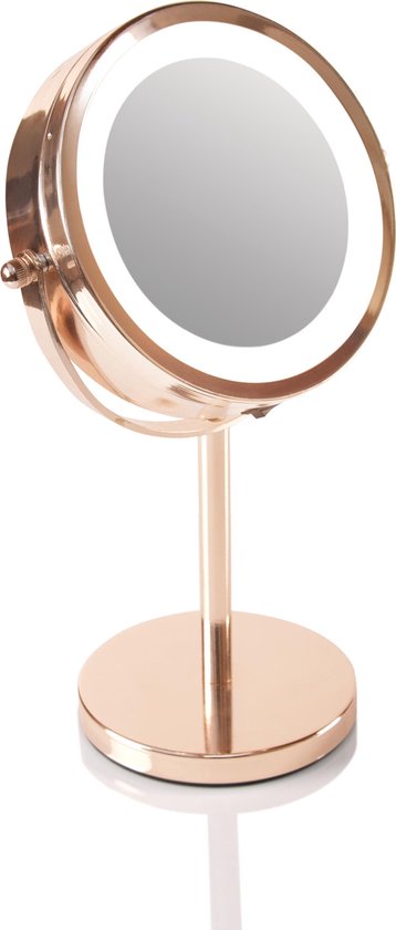 Rio MMST - Make up Spiegel met Ringverlichting - Rose/Goud - Ø15,5cm