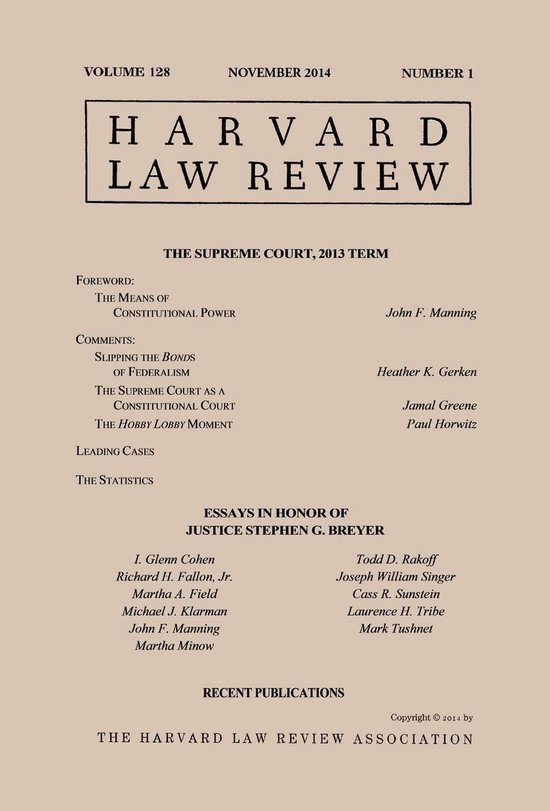Harvard Law Review: Volume 128, Number 1 - November 2014 - cover