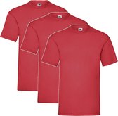 3 Pack Shirts Fruit of the Loom Ronde Hals Rood Maat S Valueweight