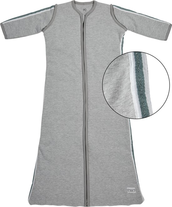 Meyco Basic Deluxe Winterslaapzak - 70 cm - Grijs met stone green