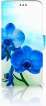 Geschikt voor Samsung Galaxy S9 Plus Bookcase Hoesje Design Orchidee Blauw